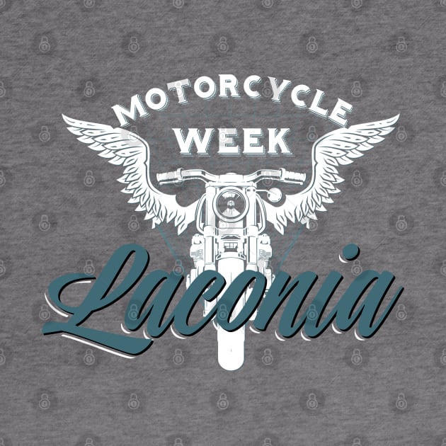 Laconia motorcycle week logo style - white and blue by PincGeneral